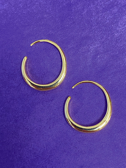 Pull Through Circle Earrings | Gold Plated Hoops | Light Years Jewelry