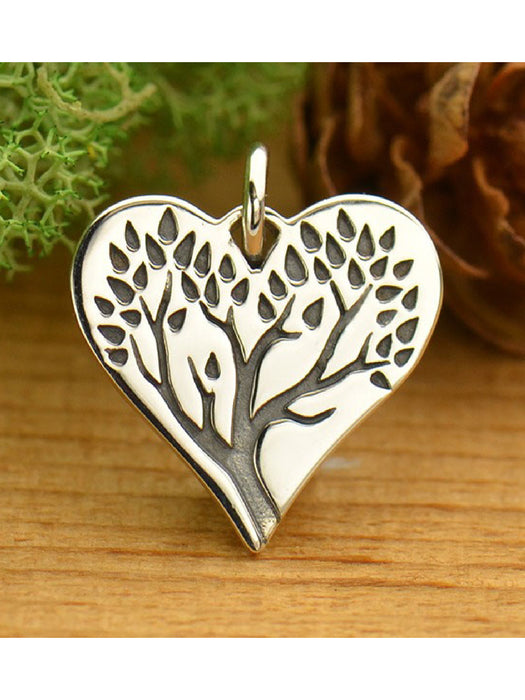 Heart Tree of Life Charm Necklace | Sterling Silver Pendant Chain | Light Years