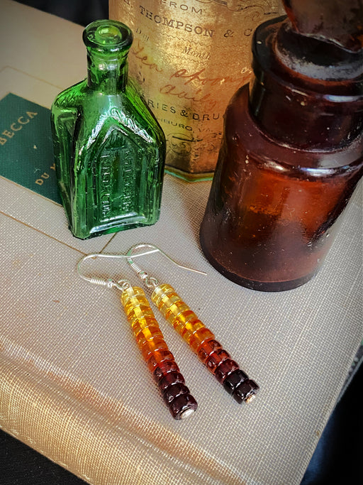 Ombre Amber Bead Stack Dangles | Sterling Silver | Light Years Jewelry