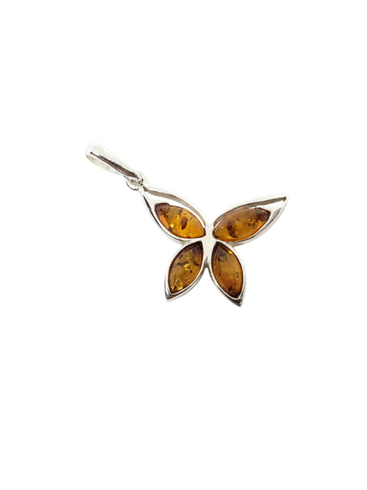 Flying Amber Butterfly Necklace | Sterling Silver Chain Pendant | Light Years