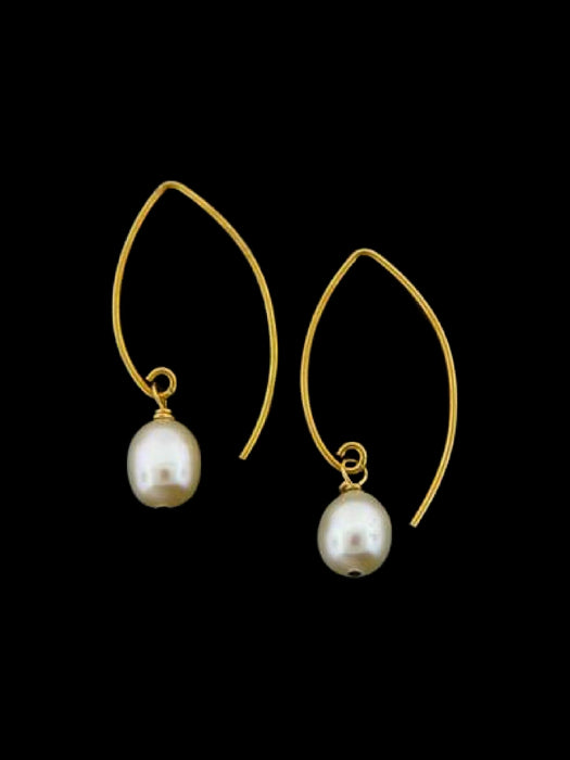 Marquis Pearl Dangle Earrings | Sterling Silver Gold Vermeil | Light Years Jewelry