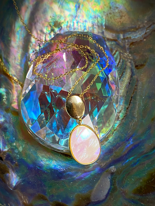 Mother of Pearl Oval Necklace | Gold Vermeil Chain Pendant | Light Years
