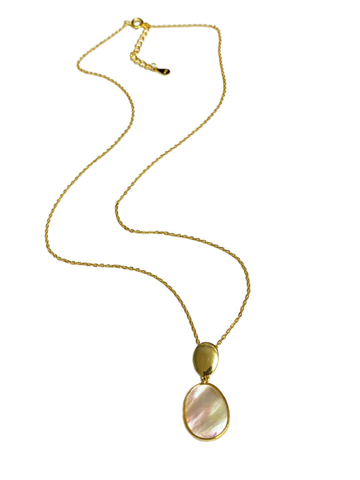 Mother of Pearl Oval Necklace | Gold Vermeil Chain Pendant | Light Years