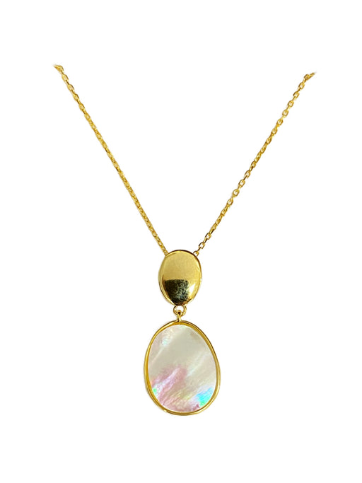Mother of Pearl Oval Necklace | Gold Vermeil Chain Pendant | Light Years