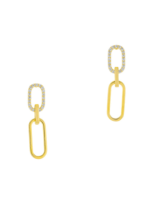 CZ Chain Link Posts | Gold Plated Stud Earrings | Light Years Jewelry