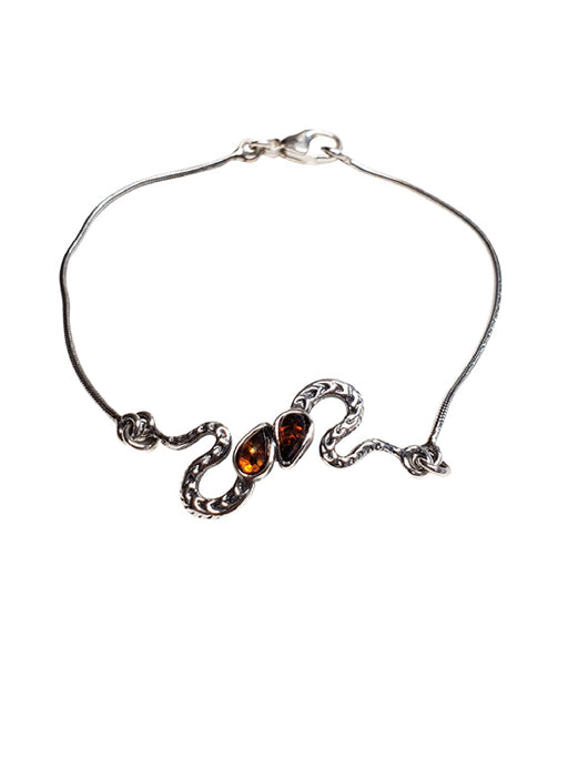 Double Snake Baltic Amber Bracelet | Sterling Silver | Light Years Jewelry