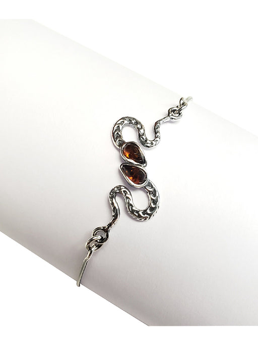 Double Snake Baltic Amber Bracelet | Sterling Silver | Light Years Jewelry