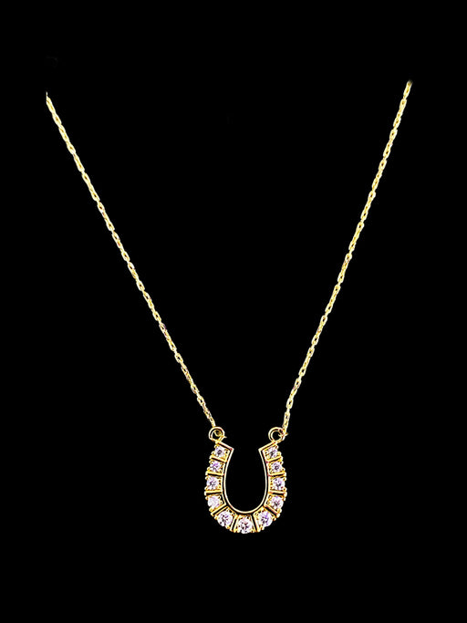 CZ Lined Horseshoe Necklace | Gold Plated Chain | Light Years Jewelry