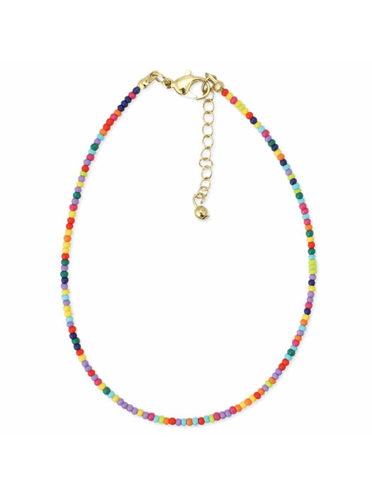 Rainbow Beaded Anklet | Gold Fashion Bracelet | Light Years Jewelry