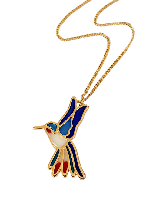 Enamel Hummingbird Necklace | Gold Chain Pendant | Light Years Jewelry