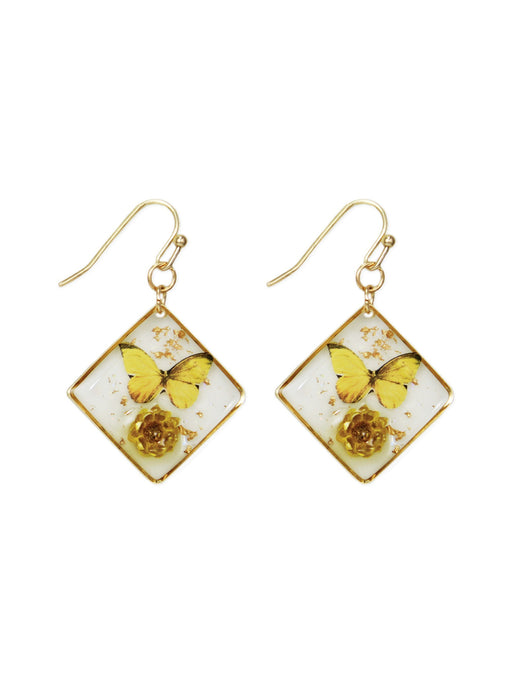 Sunny Garden Butterfly & Flower Dangles | Gold Earrings | Light Years