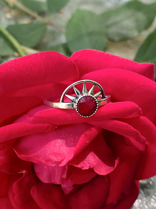 Ruby Sunrise Sunset Ring | Sterling Silver 6 7 8 9 | Light Years Jewelry