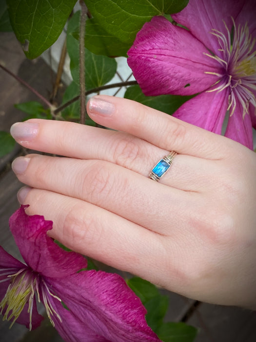 Rectangle Labradorite Ring