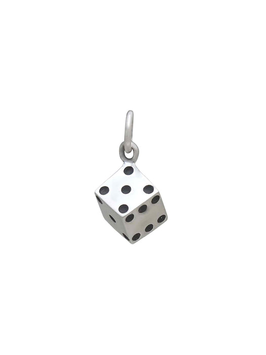 3D Dice Charm Necklace | Sterling Silver Pendant Chain | Light Years