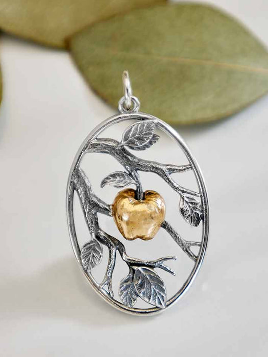 Golden Apple Tree Necklace | Sterling Silver Pendant Chain | Light Years