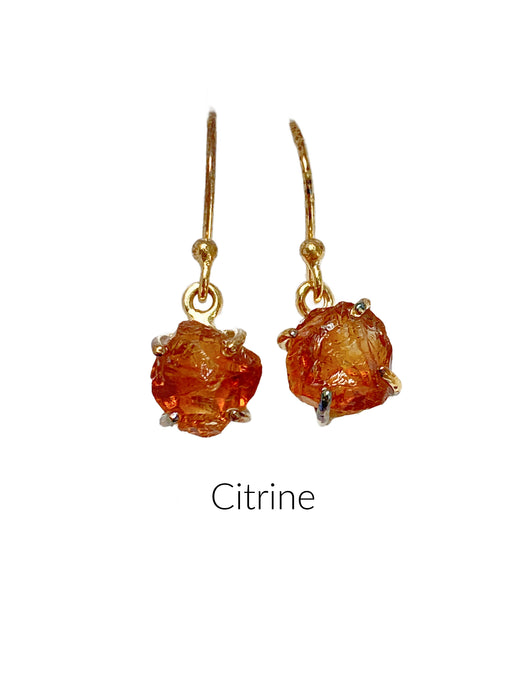 Raw Natural Gemstone Dangles Earrings | Citrine | 14kt Gold Vermeil | Light Years Jewelry