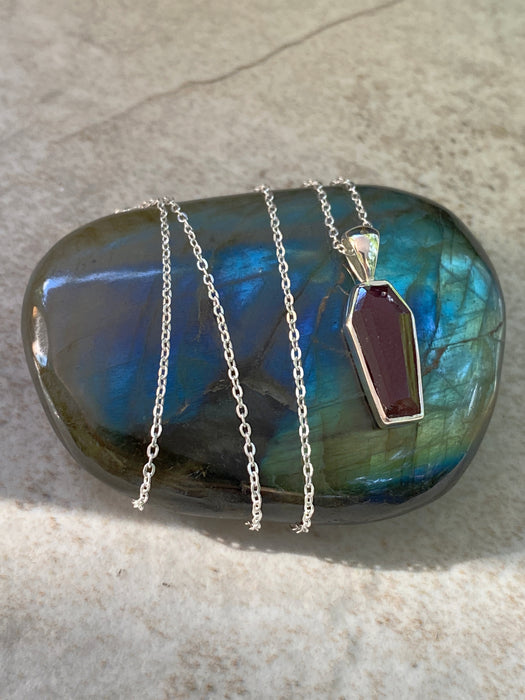 Gemstone Coffin Necklace