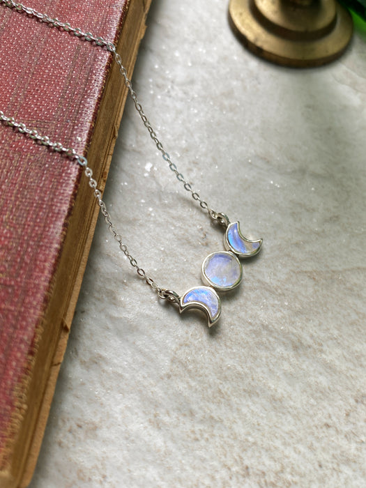 Stone Moon Phase Necklace | Sterling Silver Chain | Light Years Jewelry