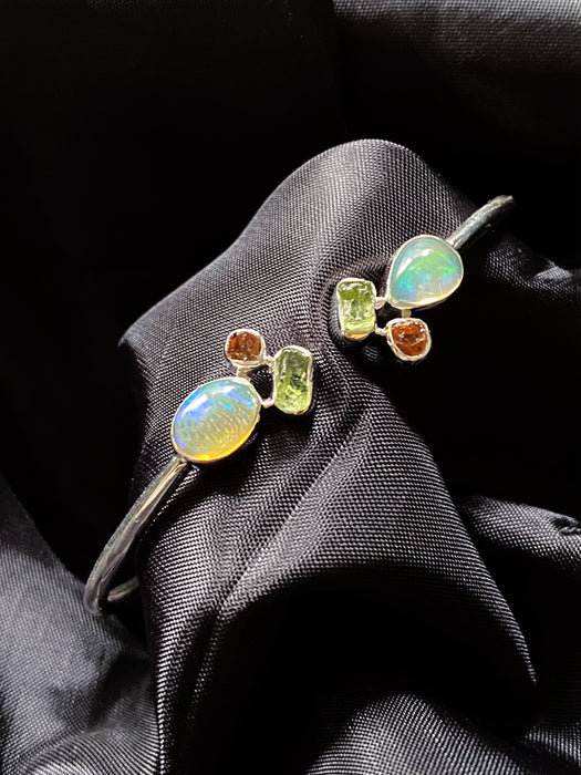 Ethiopian Opal Cluster Cuff Bracelet | Sterling Silver | Light Years