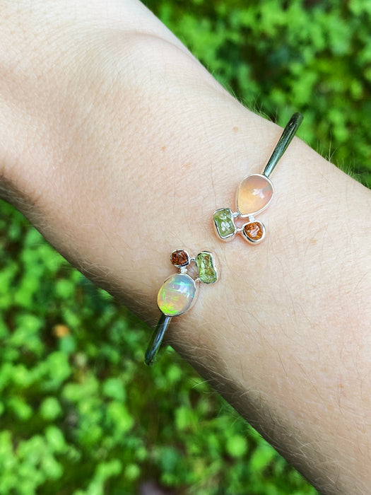 Ethiopian Opal Cluster Cuff Bracelet | Sterling Silver | Light Years