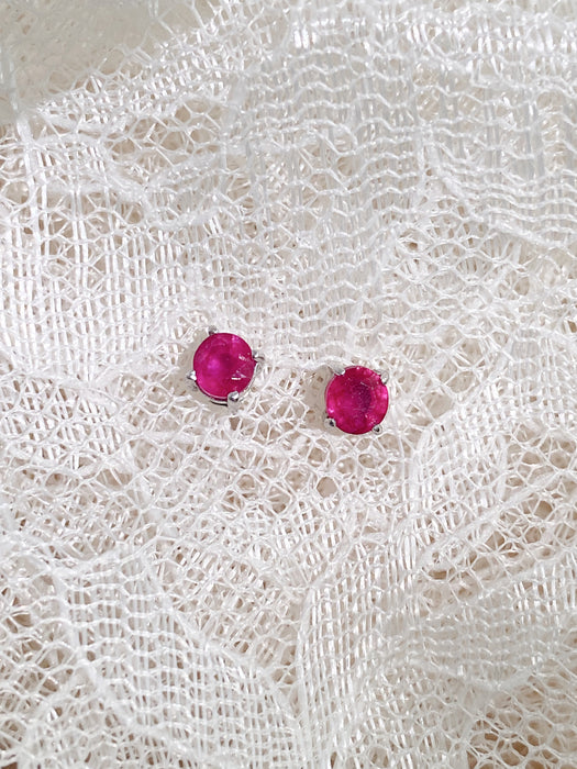 4mm Precious Birthstone Posts Studs | Ruby Emerald Sapphire Sterling Silver | Light Years