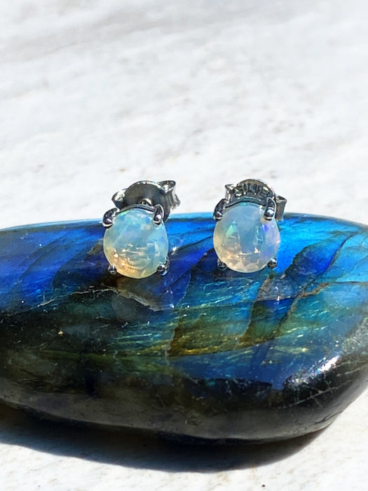 Faceted Ethiopian Opal Posts | Sterling Silver Studs Earrings | Light Years