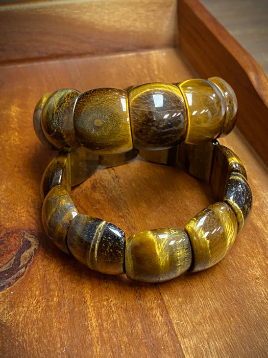 Chunky Tigers Eye Stretch Bracelet | Beaded Gemstone Statement | Light Years