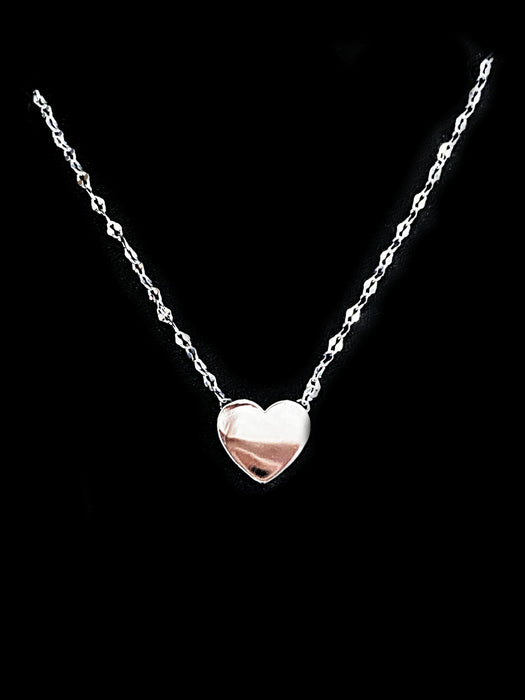 Flat Heart Necklace | Gold Silver Plated Chain Charm 16" 18" | Light Years