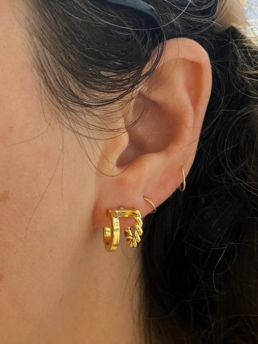 Bar & Twist Hoop Posts | Gold Plated Earrings | Light Years Jewelry