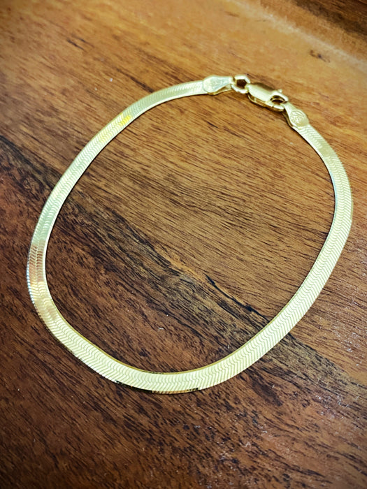 Herringbone Chain Bracelet | Sterling Silver Gold Vermeil 7" | Light Years Jewelry