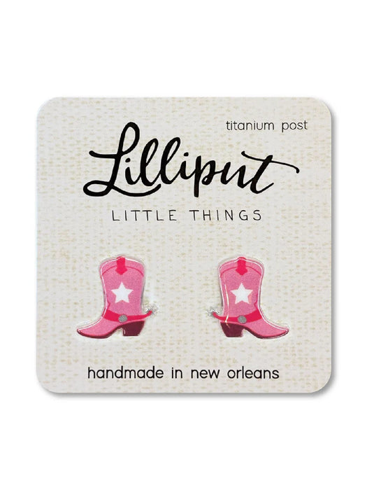 Pink Cowgirl Boots Posts by Lilliput Little Things | Titanium Stud Earrings | Light Years