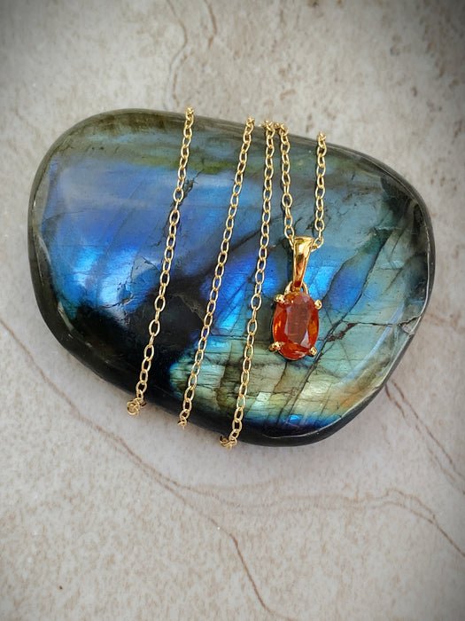 Oval Cut Gemstone Necklace | 14kt Gold Vermeil Pendant Chain | Light Years