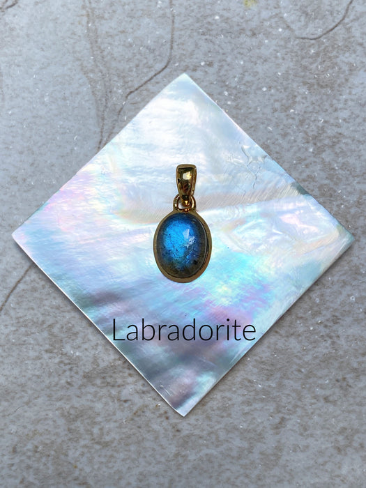 Oval Gemstone Cabochon Pendants | Labradorite | 14kt Gold Vermeil Necklace | Light Years