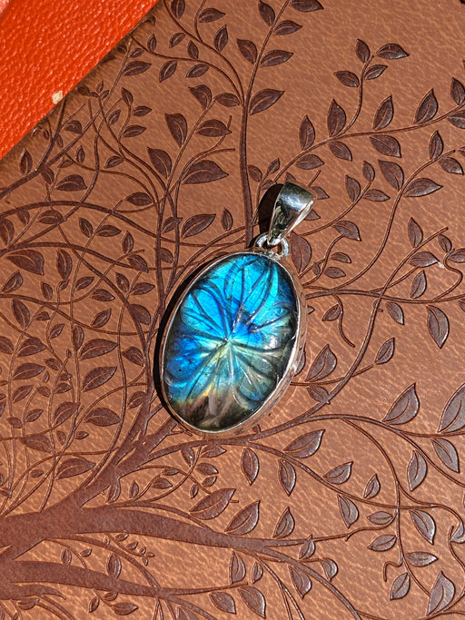 Carved Labradorite Pendant | Sterling Silver Necklace | Light Years Jewelry