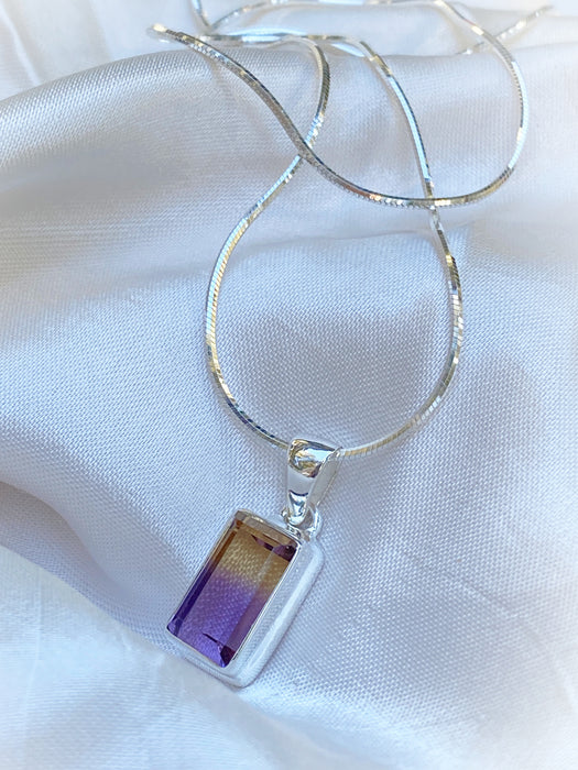 Faceted Ametrine Necklace | Sterling Silver Pendant Chain | Light Years