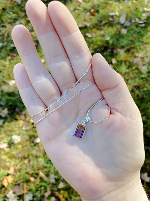 Faceted Ametrine Necklace | Sterling Silver Pendant Chain | Light Years