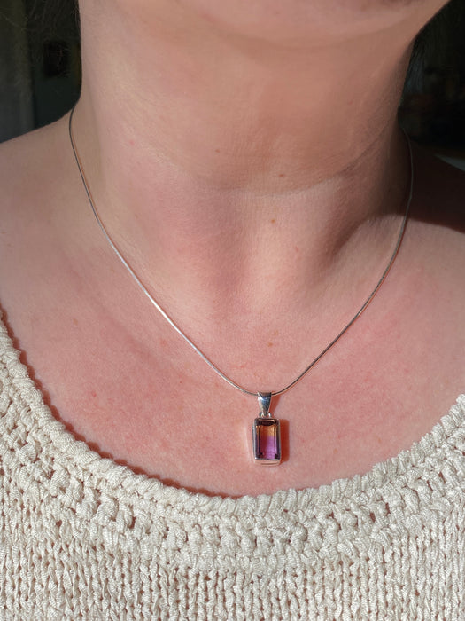 Faceted Ametrine Necklace | Sterling Silver Pendant Chain | Light Years