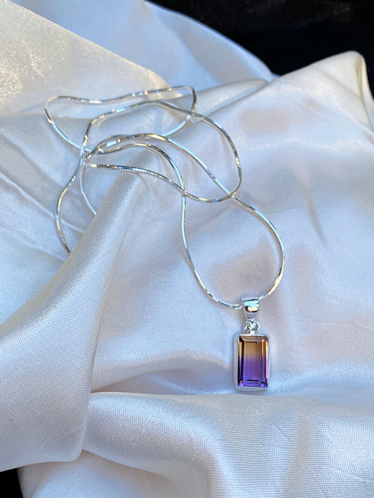 Faceted Ametrine Necklace | Sterling Silver Pendant Chain | Light Years