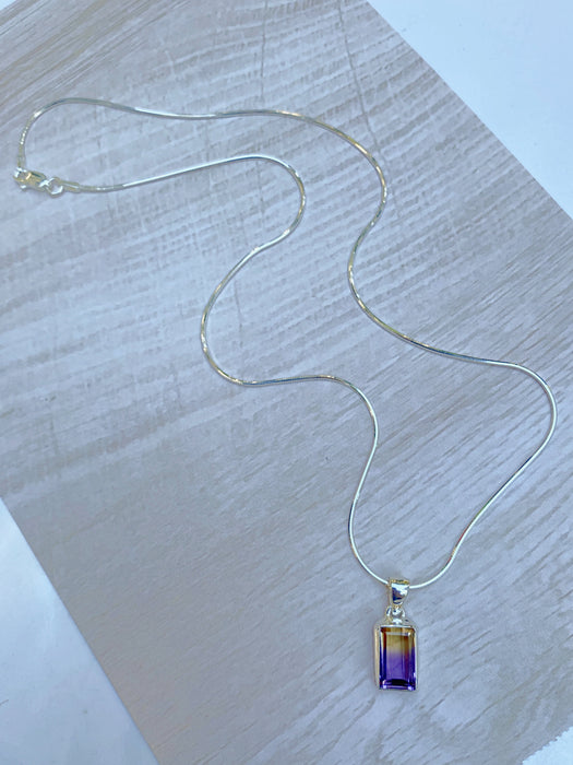 Faceted Ametrine Necklace | Sterling Silver Pendant Chain | Light Years