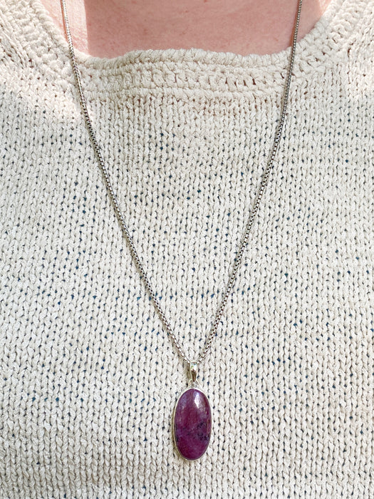 Oval Ruby Pendant | Sterling Silver Necklace | Light Years Jewelry