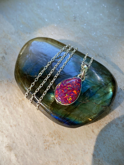 Balloon Opal Pendant Necklace | Sterling Silver Chain | Light Years Jewelry