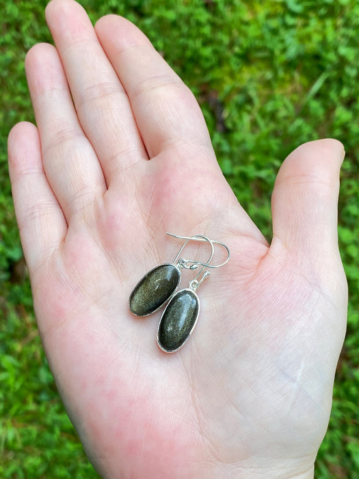 Gold Sheen Obsidian Dangles | Sterling Silver Gemstone Earrings | Light Years