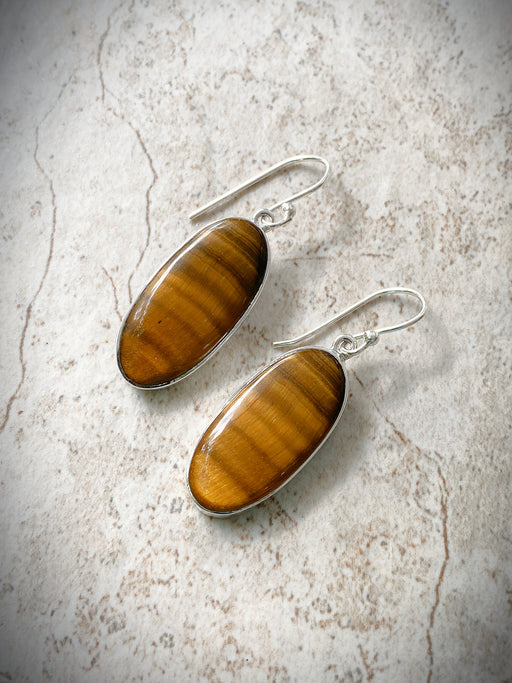 Tiger's Eye Dangles | Sterling Silver Gemstone Earrings | Light Years