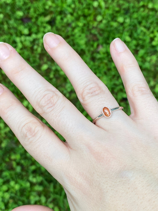 Sunstone Ring | Sterling Silver Band Size 4 5 6 7 8 9 10 | Light Years