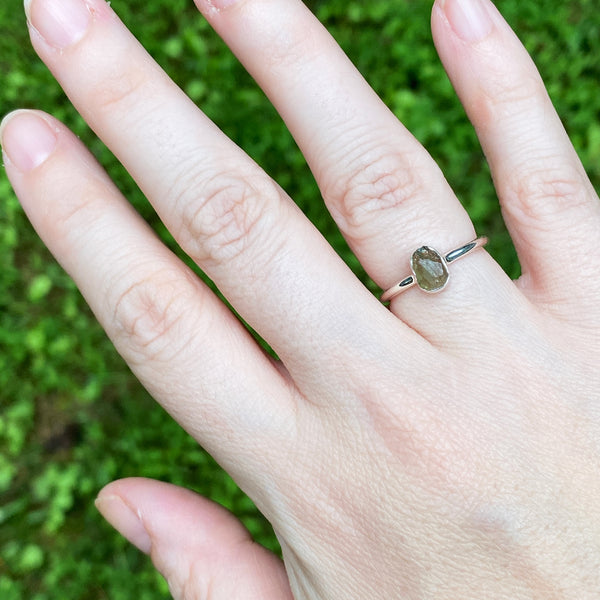 Moldavite Ring | Sterling Silver Band Size 4 5 6 7 8 9 10 | Light Years