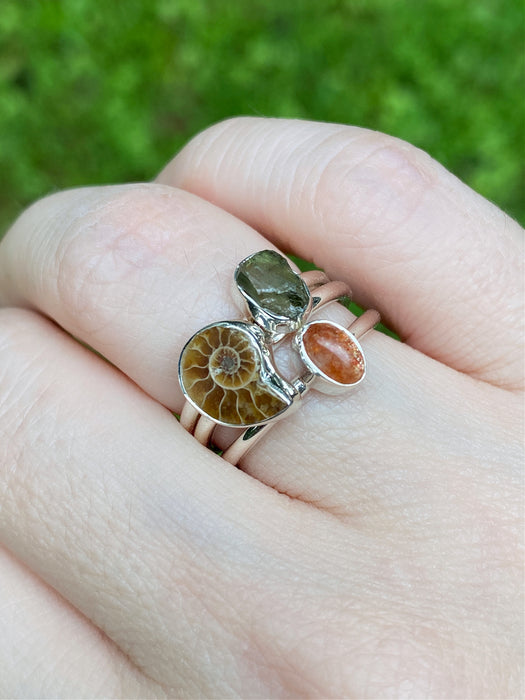 Petite Ammonite Ring | Sterling Silver Size 4 5 6 7 8 9 10 | Light Years