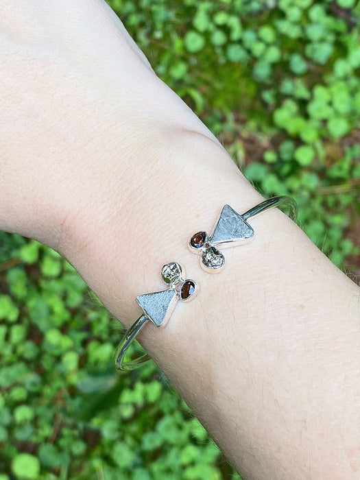 Meteorite & Gemstone Twist Cuff Bracelet | Sterling Silver | Light Years