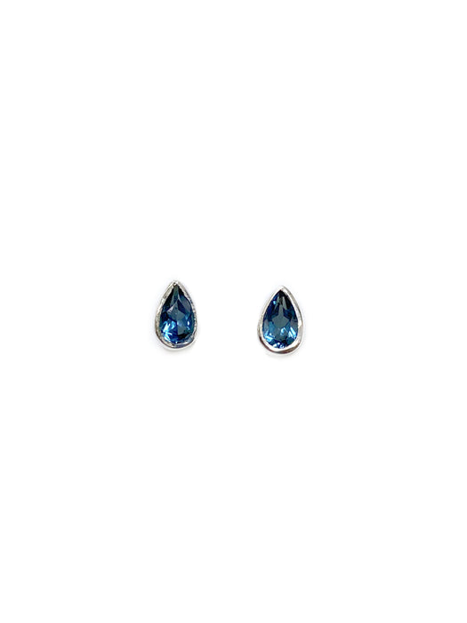 London Blue Topaz Teardrop Posts | Sterling Silver Studs Earrings | Light Years