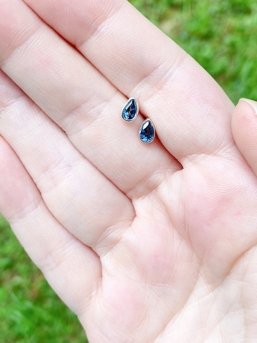 London Blue Topaz Teardrop Posts | Sterling Silver Studs Earrings | Light Years