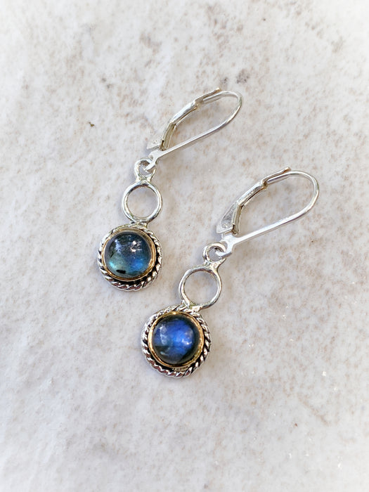 Double Circle Gemstone Dangles | Sterling Silver Earrings | Light Years